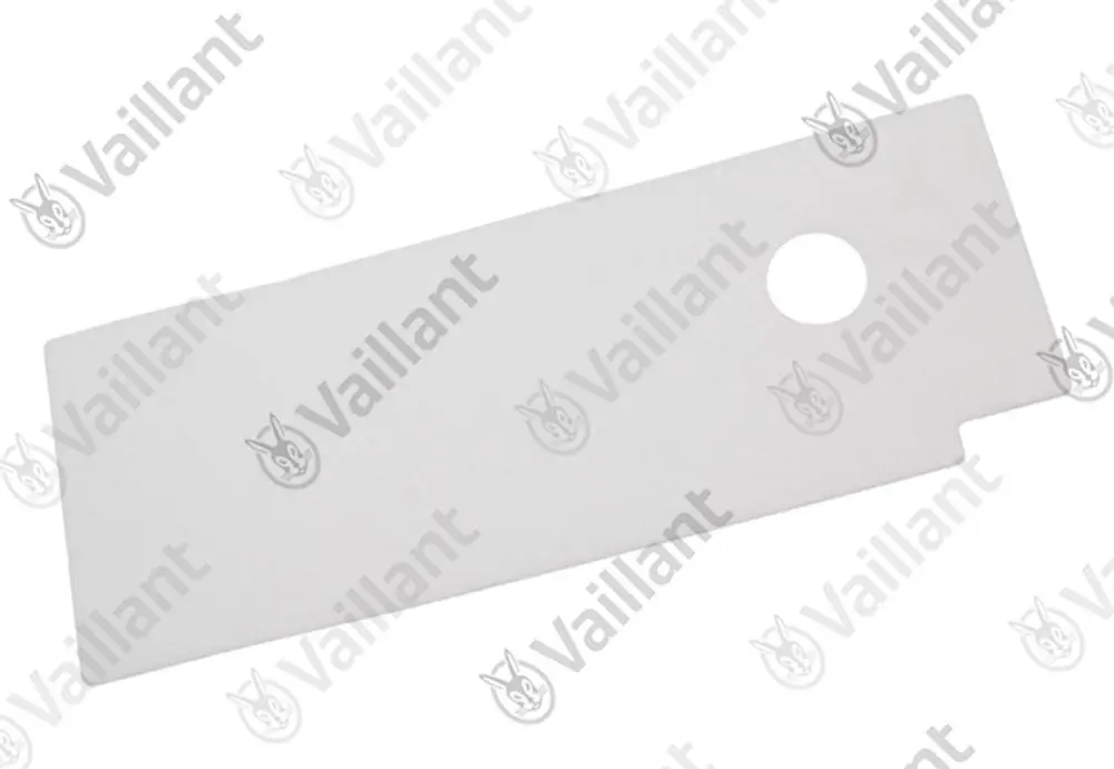 Weißes Isolierteil von Vaillant mit rechteckiger Form und einer Aussparung. Eignet sich zur Verwendung in Heizsystemen.